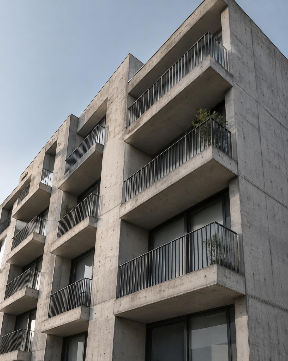 Fachada de edifício em concreto aparente