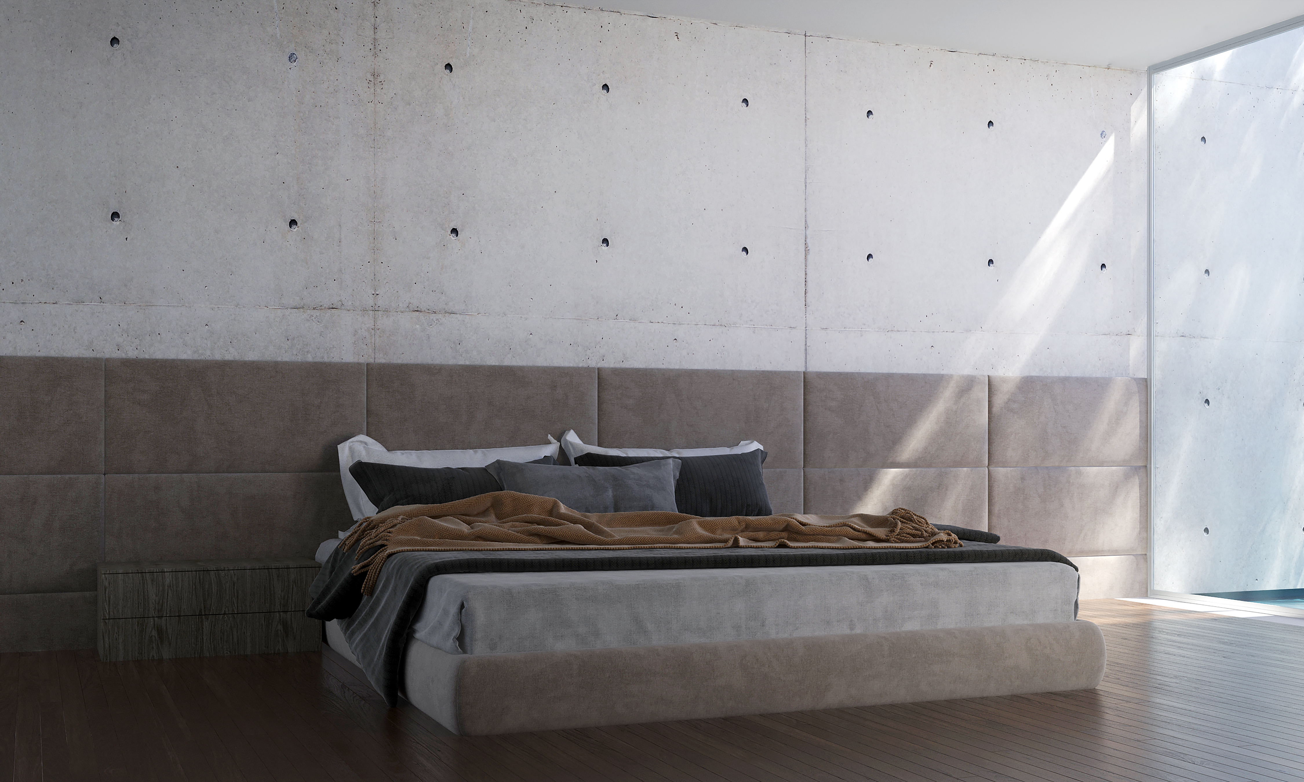 Quarto de casal em residência contemporânea